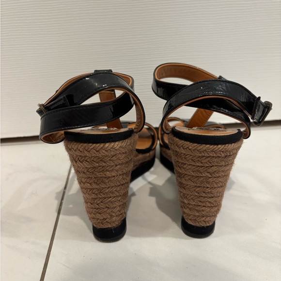 Lanvin Black and Tan Wedge Sandals - Picture 7 of 10